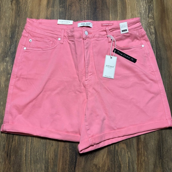 Judy Blue High Rise Tummy Control Cuffed Shorts in Pink 3XL STYLE: JB150285‎ C - Picture 1 of 10